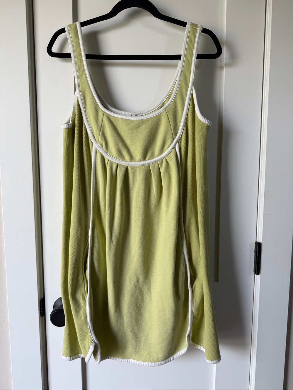 Anthropologie Daily Practice Sweatshirt Dress Green White Piping XL - Picture 2 of 5